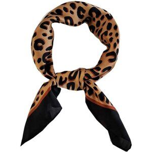 Silk Feel 02 Leopard Edge Satin Square Head Scarf for Women Medium 28 Inch